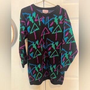 Vintage J. Jordan Size small 1980s acrylic sweater with all over print
